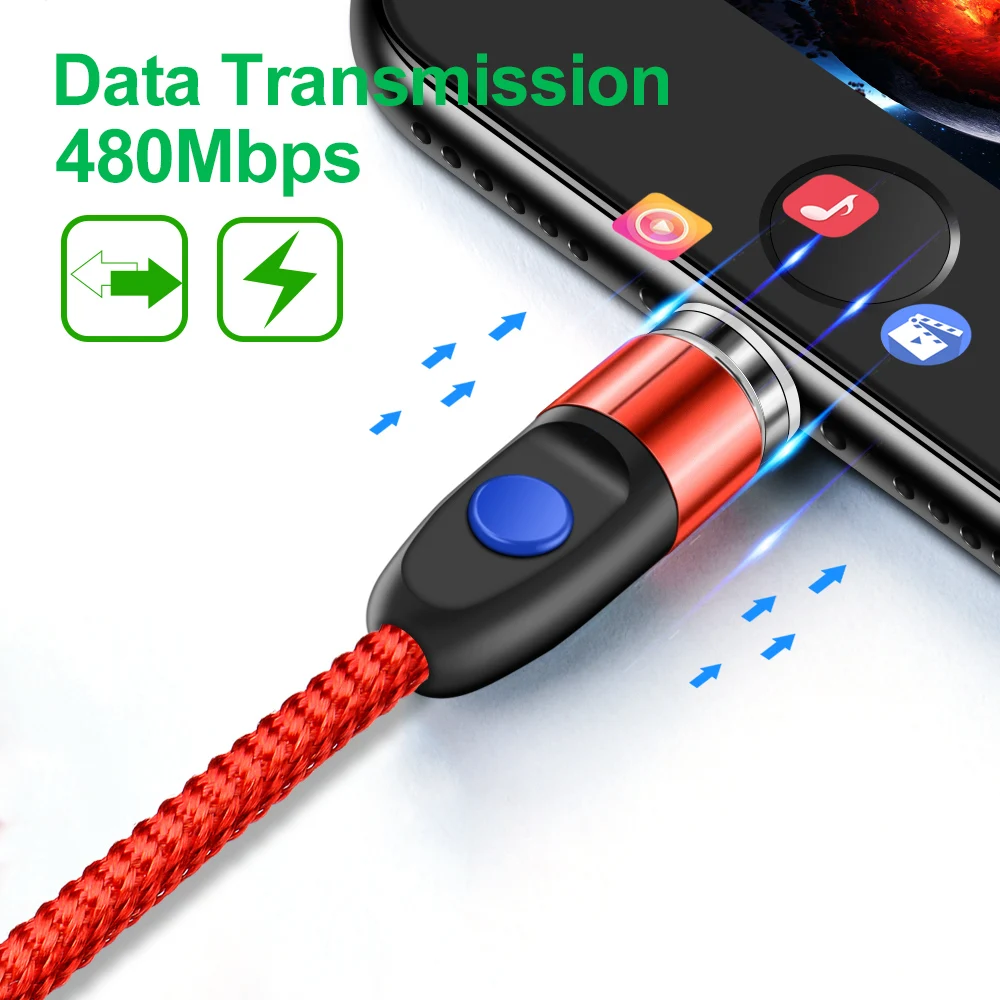 Marjay 3A الهاتف المحمول كابل مغناطيسي شاحن 1 m 2 m المصغّر usb سريع شحن نوع C كابل بيانات ل فون Xs سامسونج s9 S8 الكابلات