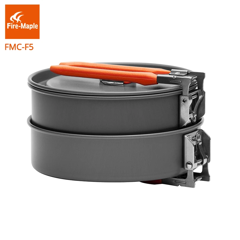 Fuego de arce baño Pinic utensilios de cocina al aire libre Camping senderismo mochila cocina Picnic 3 ollas 1 sartén conjunto mango plegable fiesta 5 FMC-F5