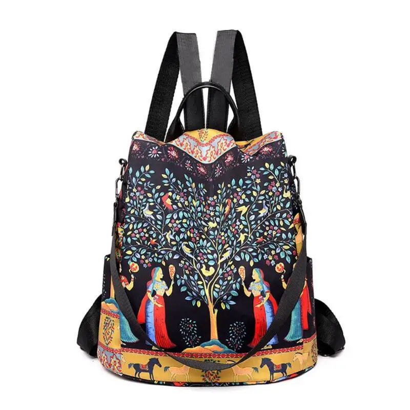 Женский Оксфордский рюкзак, модный многофункциональный рюкзак, женский рюкзак с защитой от кражи, школьная сумка для девочек-подростков, сумка для ноутбука - Цвет: Tree