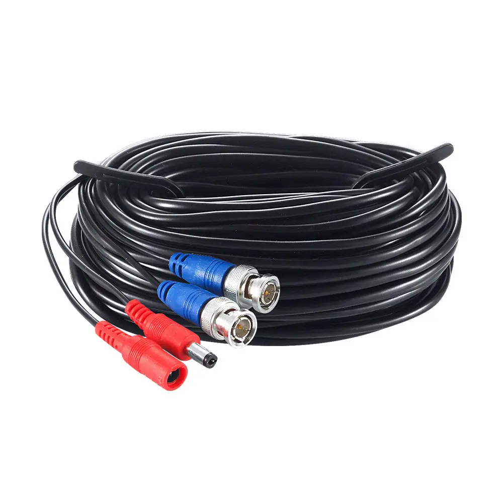 ZOSI 18.3m CCTV Power Video BNC + DC plug cable for CCTV Camera and DVR system Coaxial Cable Black Color