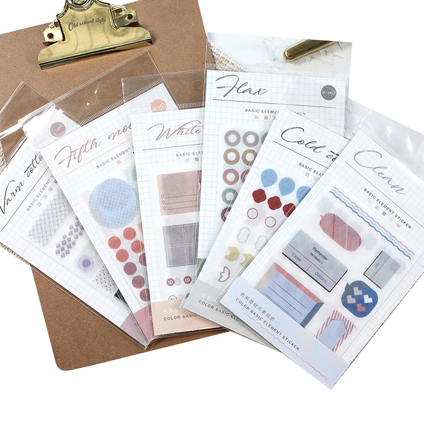 

15packs/lot Novetly Color Basic Element Scrapbooking Decorative Sticker DIY Stationery Seal Label Bookmark Wholesale
