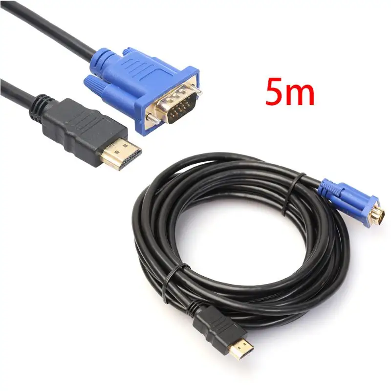 3 м/5 м HDMI ЗОЛОТОЙ штекер для VGA HD мужской 15Pin 1080P HDTV конвертер кабель Шнур провода линия для HDTV