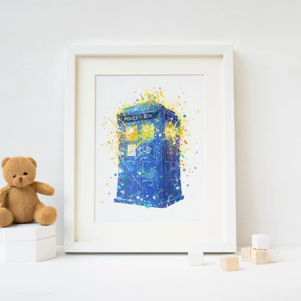 Принт Доктора Кто. Печать плаката Tardis акварелью Настенный декор для детской