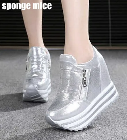 

New Breathable Platform shoes Double zipper Heightening shoes women's Travel shoes wedges casual sneakers high heel shoes Z212
