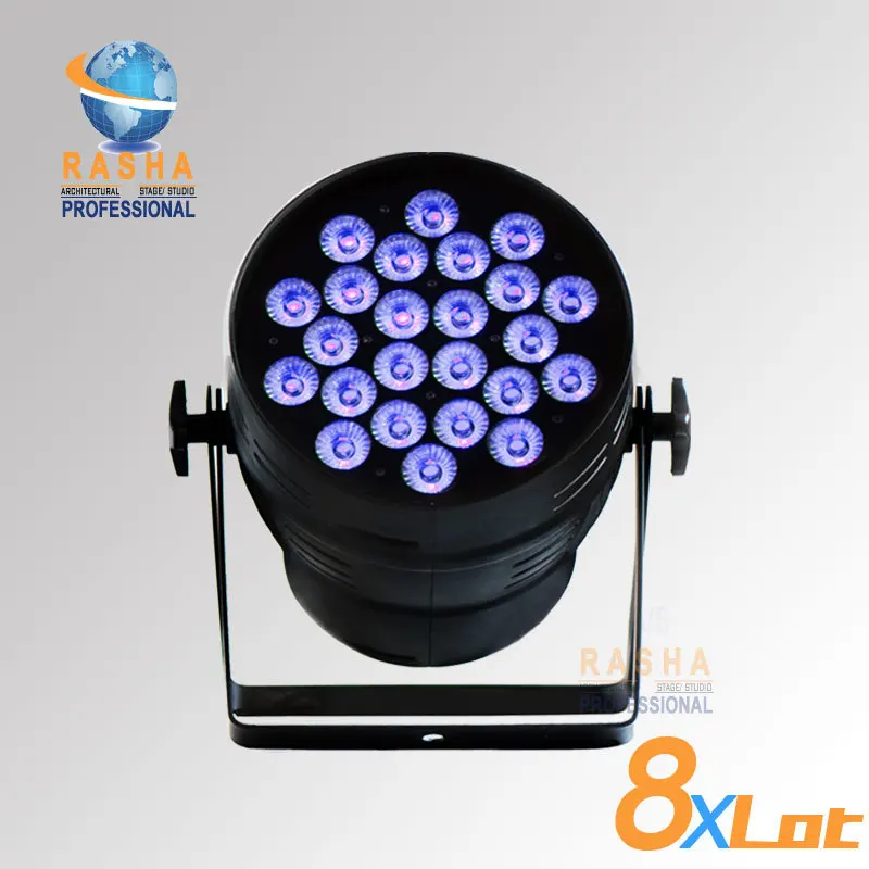

8X LOT Freeshipping Rasha High Brightness 24*18W 6in1 RGBAW+UV LED Par Can,LED Par Light,LED Par64 For Stage Event,Powercon
