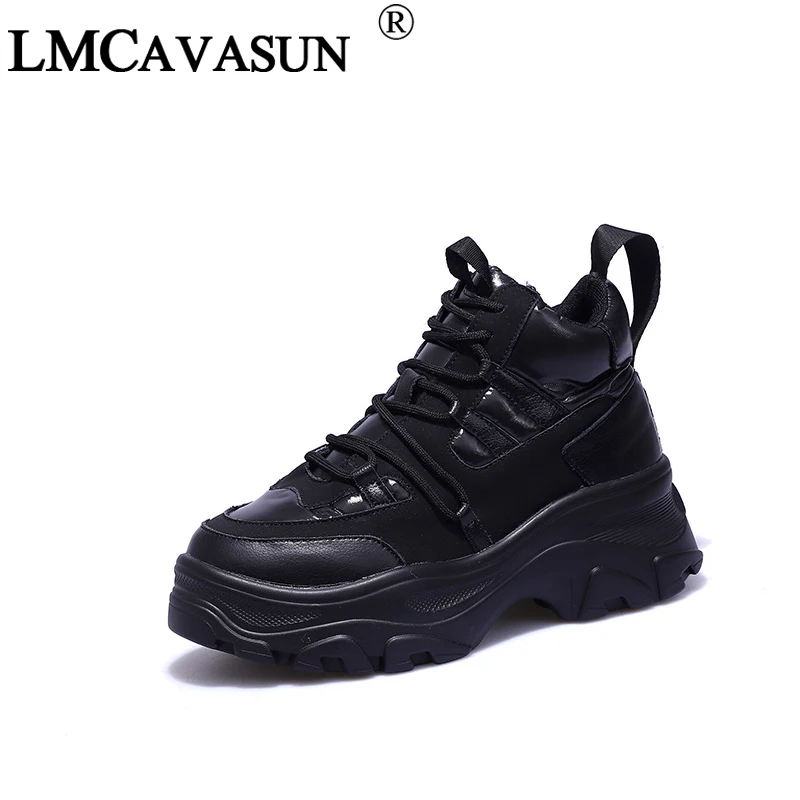 

LMCAVASUN Genuine Leather sneakers Women Brand Girl Retro Sneakers High Top Fashion Brand Shoes Lady Casual Shoes