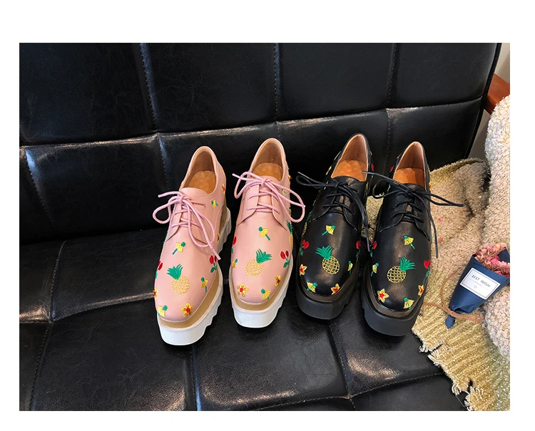 Embroider Decoration Women High Heels Creepers Fashion 2018 New Spring Pumps Women Causal Shoes with Lace-up Oxfords Wedge Heel  (1)