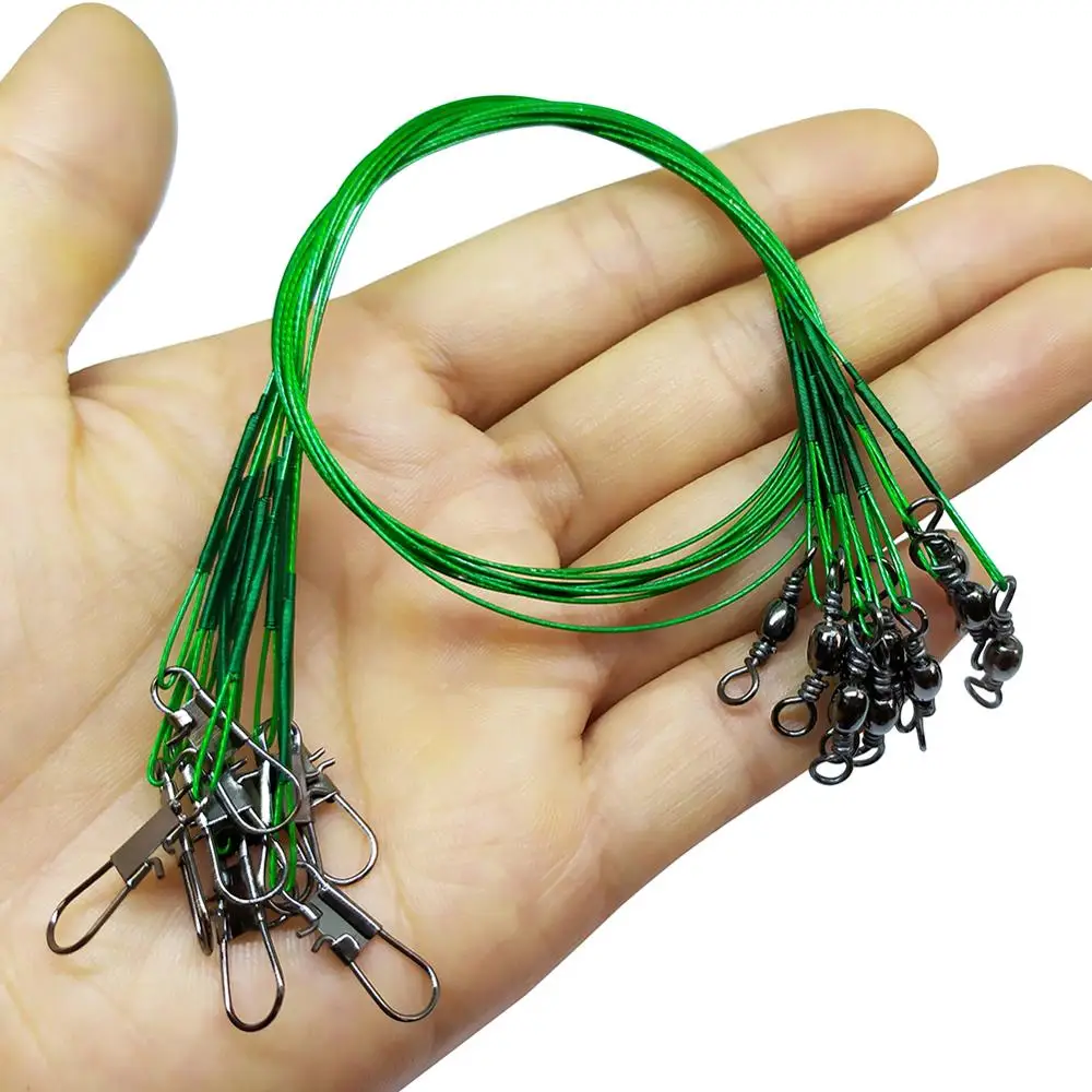 72Pcs Anti-Bite Fishing Wire Trace Leaders Wire Trace Pike Traces Wire 15cm  20cm 25cm Trace Leaders with Snap 