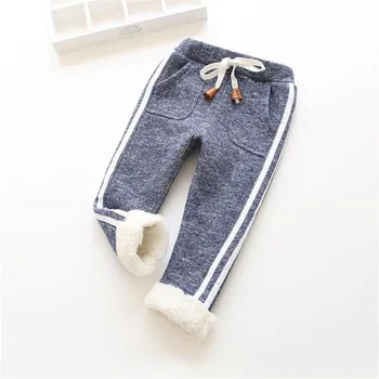 

2019 Spring New Boys And Girls Plus Velvet Thickening Sports Warm Pants Sports Pants Trousers