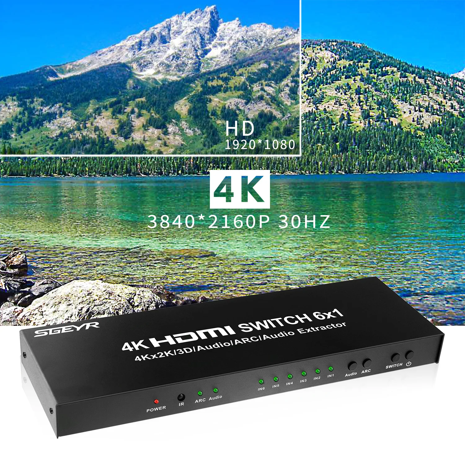 4 K x 2 K 6 переключатель порта HDMI 6 в 1 Переключатель HDMI 1,4 с аудио экстрактором и SPDIF для HDTV Blu-Ray плеера Xbox PS3/4