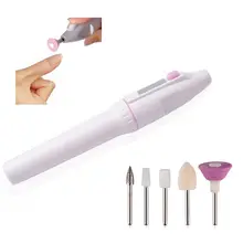 1 шт. Мини-машинка для полировки ногтей электрическая дрель для ногтей ручка для маникюра пилка для ногтей инструменты для дизайна ногтей+ 5 шт. сверла