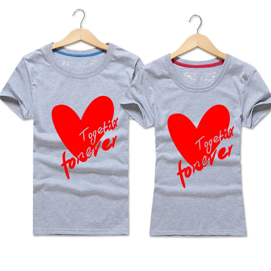 Новая модная парная футболка с принтом сердца, топы для влюбленных, летние мужские и женские футболки на День святого Валентина