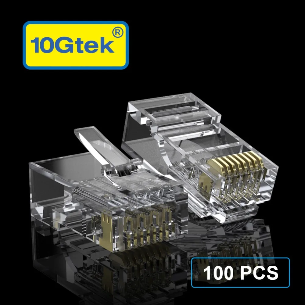 10gtek 100 шт. CAT6 UTP RJ45 RJ-45 разъем сетевой кабель Кристалл головок 8P8C Бесплатная доставка