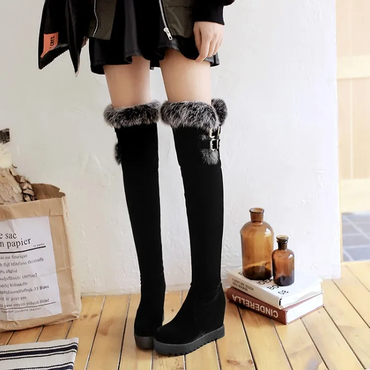 

Boots children's winter suede boots high heel wedges increased in the winter plus velvet 2017 new large size