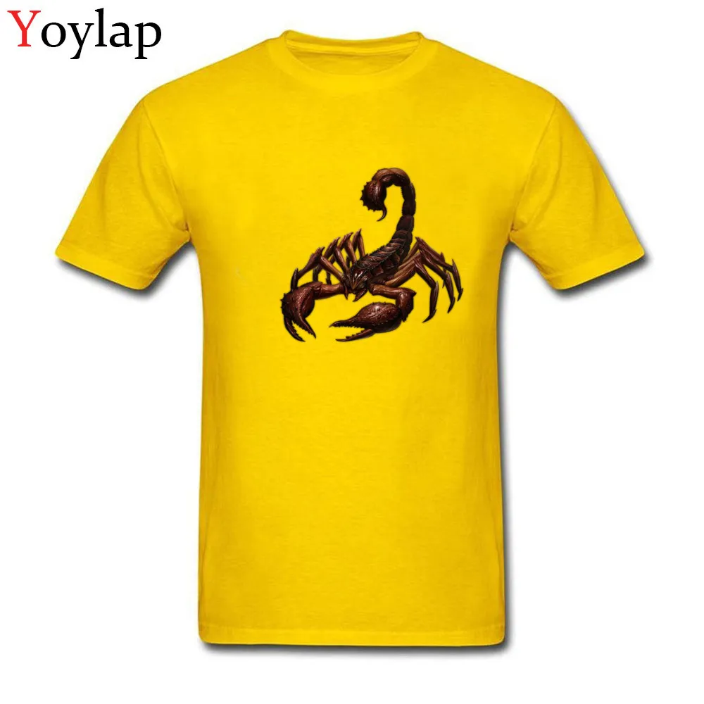 Men T Shirt Faddish Summer Tops T Shirt Summer/Fall 100% Cotton Crew Neck Short Sleeve Simple Style scorpion12117 Tee Shirts yellow