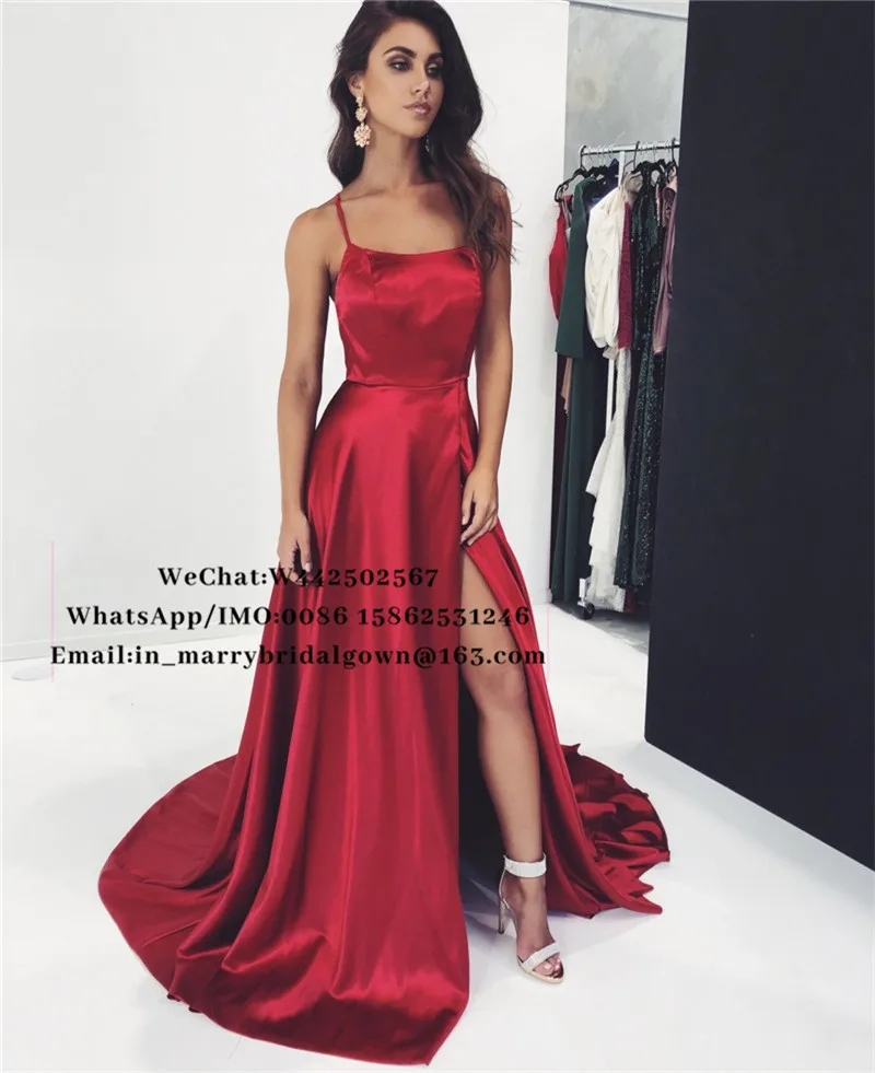 

Sexy Red Long Cheap 2K19 Prom Dresses A Line High Split Plus Size 2019 Couple Fashion Girls Formal Vestidos De Fiesta De Noche