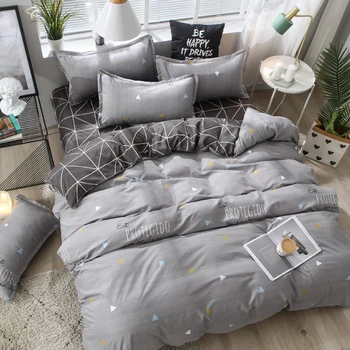 

Triangle Stripe Design Ins Bedding Sets Duvet Cover Pillowcase Flat Bed Sheet King Queen Double Full 4pcs,Single 3pcs Bed 2019