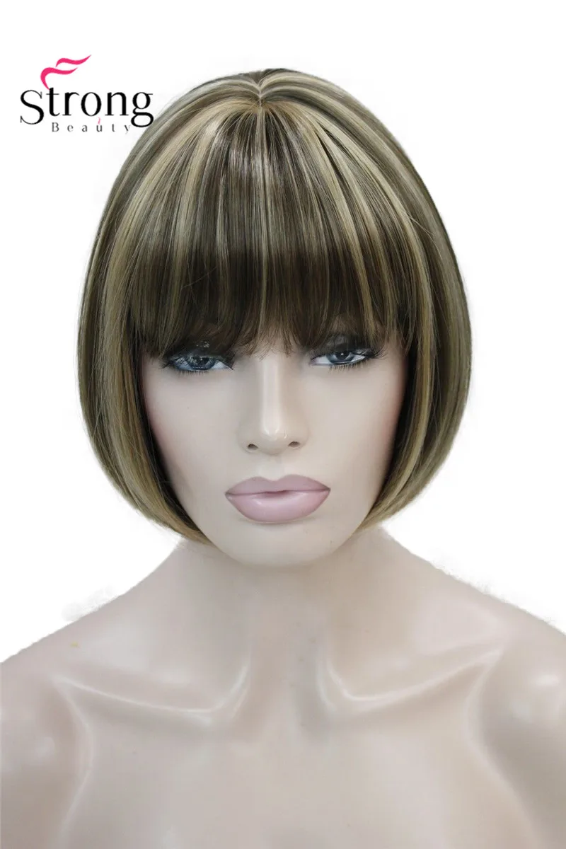 RG-071A #L10-124 fashion light brown with ginger hilight mix women' short straight full wig (1