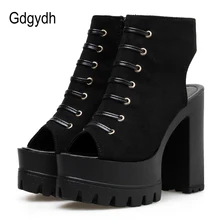 Gdgydh Cross-tied Fashion Summer Boots For The Women Spring Summer Peep Toe Summer Shoes Woman Ankle Boots Zipper Drop Shipping