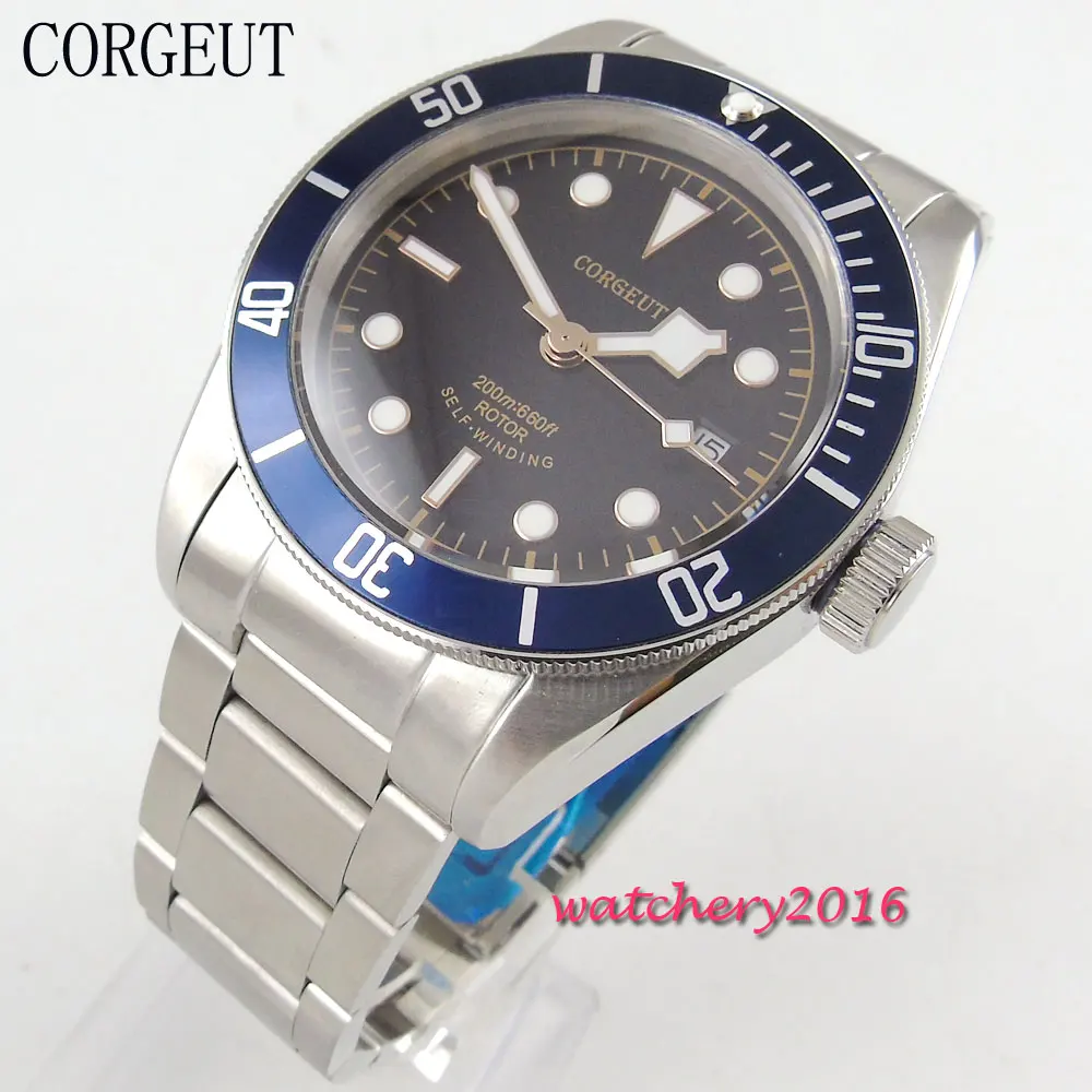 

41mm Corgeut black dial sapphire glass date adjust Newest Hot most worthy collection Luxury automatic movement Men's watch