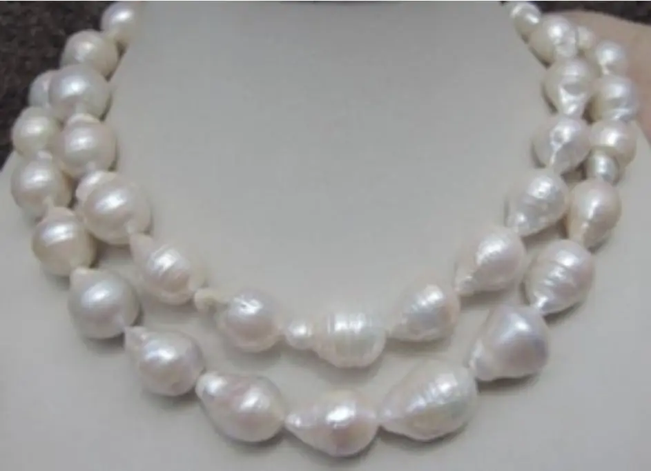 

FREE SHIPPING>>>@@> N1509 HUGE 12-18MM NATURAL AAA SOUTH SEA WHITE BAROQUE PEARL NECKLACE 35 INCH -Bride jewelry free shipping