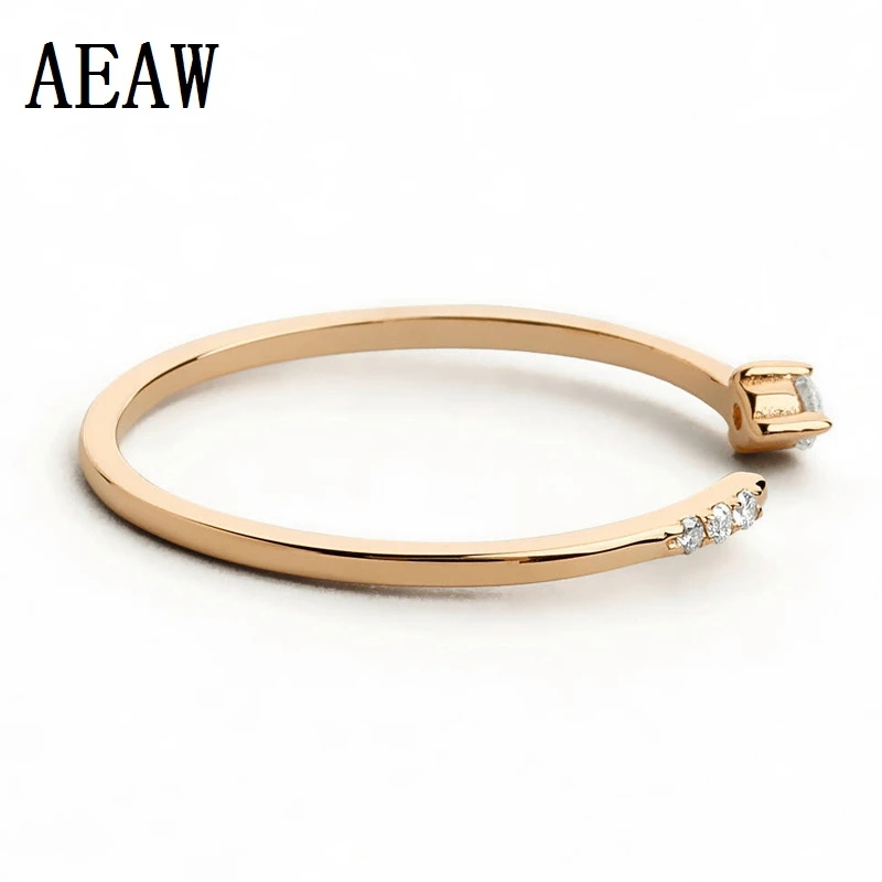 Diamond Rings 14k Pure Gold Women Diamod New Hot Sale Party Trendy 2018 Diamond Open Ring For Women