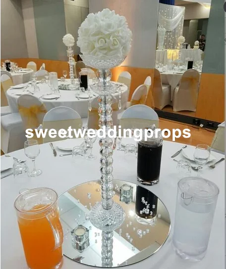 Hot Selling Customized Clear Glass Bead Tall Cylinder Vase For