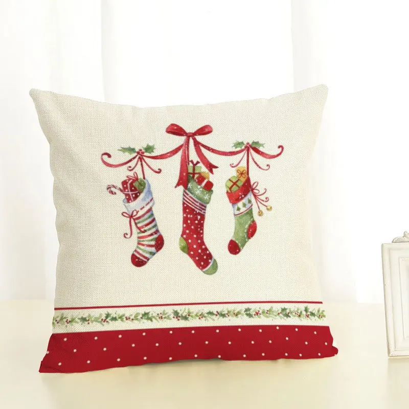 New Year Gift Christmas Decorations for Home Pillowcase Santa Claus Reindeer Linen Cover Cushion office home cushion Decor Navidad Natal (14)