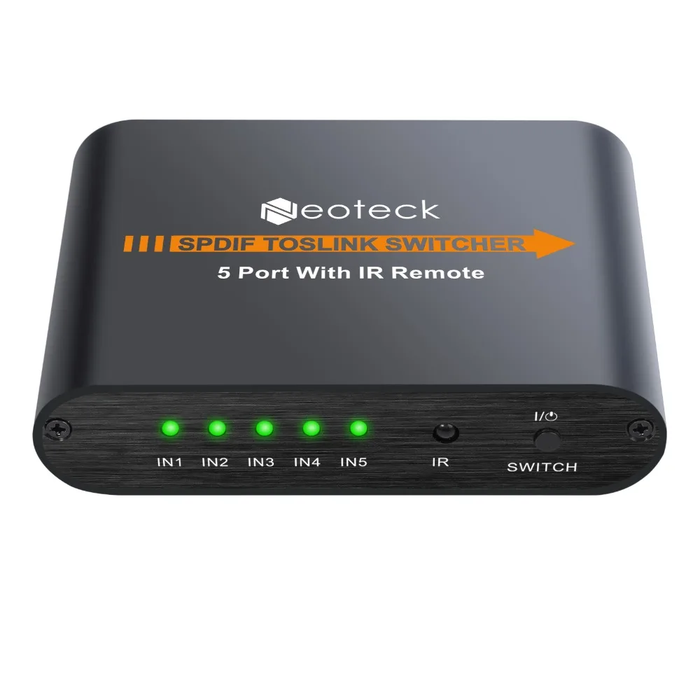 ESYNiC SPDIF/Toslink коммутатор 5x1 с ИК пультом для Fit LPCM2.0/DTS/Dolby AC3 Цифровой оптический
