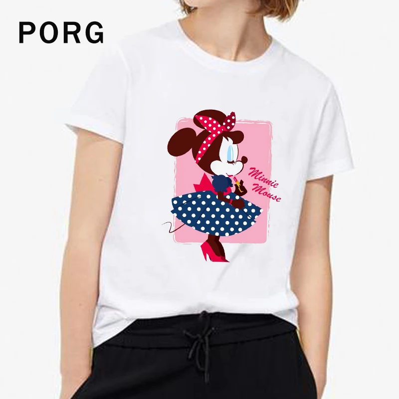 

Minnie PORG T Shirt Women Kawaii Gothic Korean Tshirt Harajuku Streetwear Tops Aesthetic T-shirt Camisetas Verano Mujer 2019