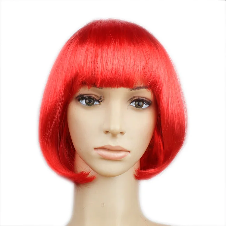 Горячая Распродажа 1 шт. модные новые женские короткие прямые длинная челка парик-Боб косплей парик аксессуары для волос 16 цветов выбор - Цвет: red