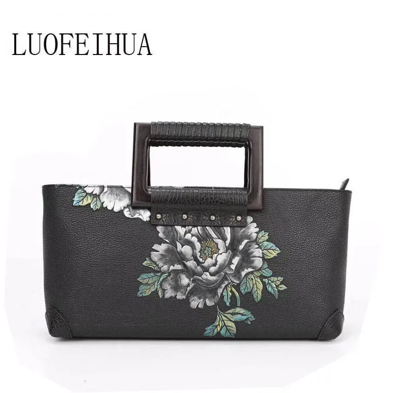 

LUOFEIHUA Genuine Leather women bags for women 2019 new original painted top layer cowhide embossed handbag handbag