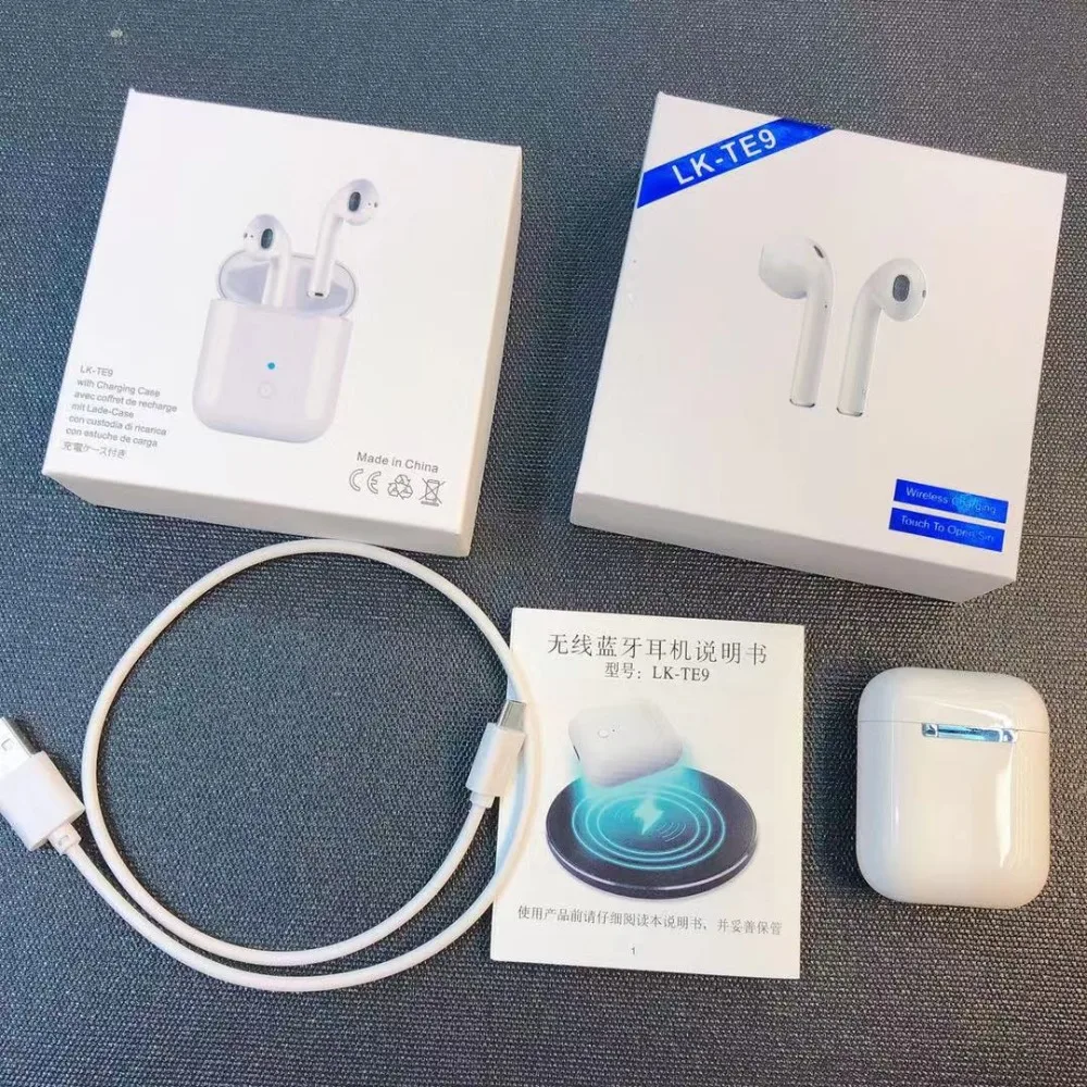 

LK-TE9 LK TE9 XY Pods Touch Type Wireless headphone Blue tooth Binaural Calls Smart Earphones Wireless Charging Blue tooth 5.0