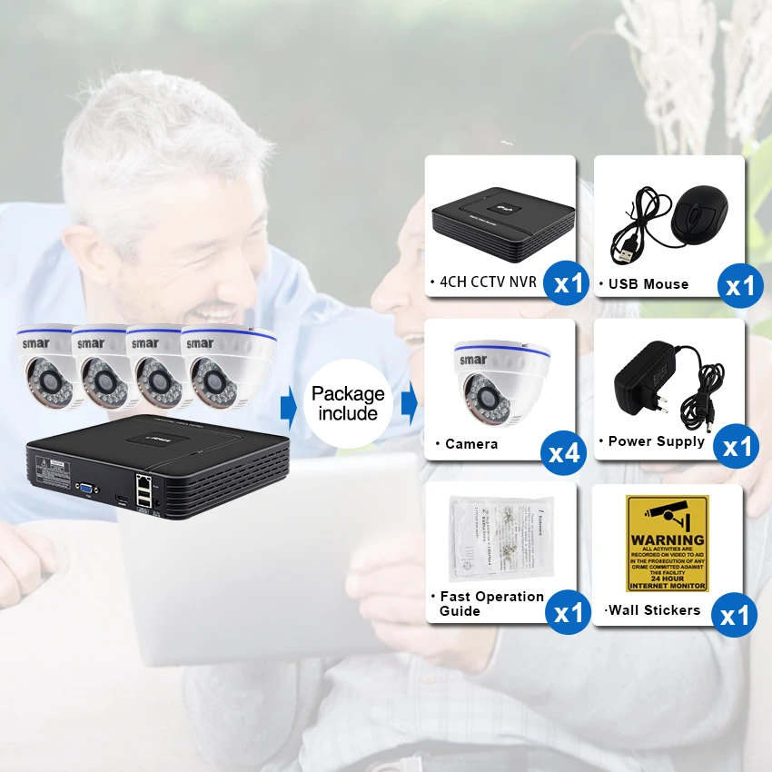 Sm4ch NVR комплект камер видеонаблюдения 4 шт. 1MP/1.3MP/2MP домашняя купольная ip-камера P2P система видеонаблюдения HDMI выход Onvif