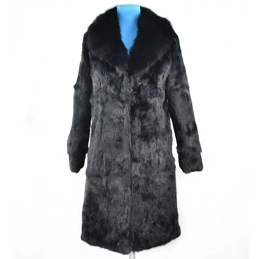 2018New Для женщин Пальто из заячьего меха пальто женские Модные мех натуральный толстые кожаные пальто Street Стиль
