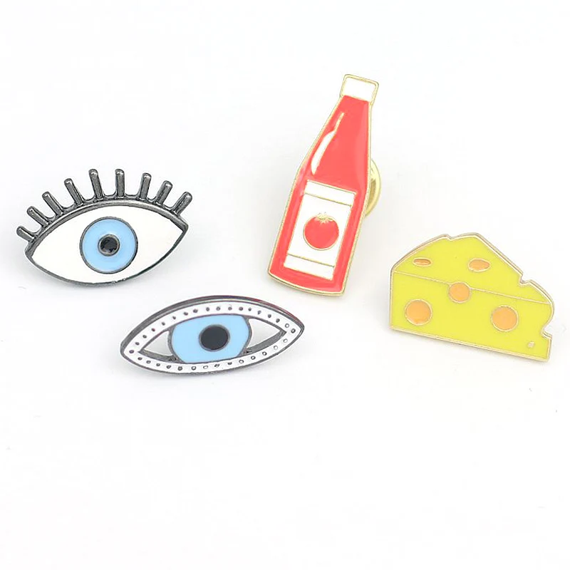 1PC Fashion Enamel Evil Eye Badge Brooch Pin Bottle Cake Lapel Pins