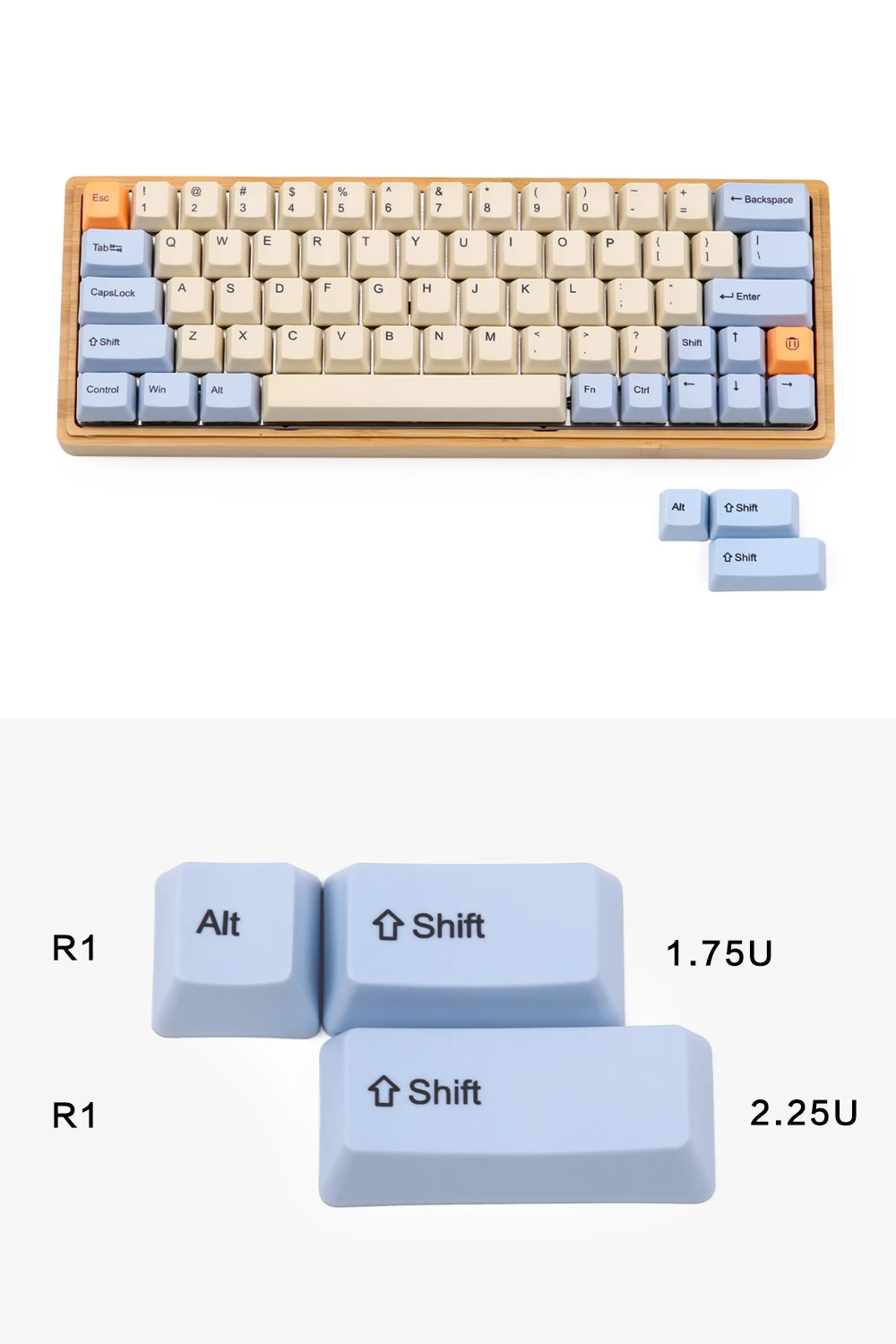 Синий бежевый оранжевый OEM Dye-Subbed Keycap толстый PBT для DZ60 GK64 mx механическая клавиатура