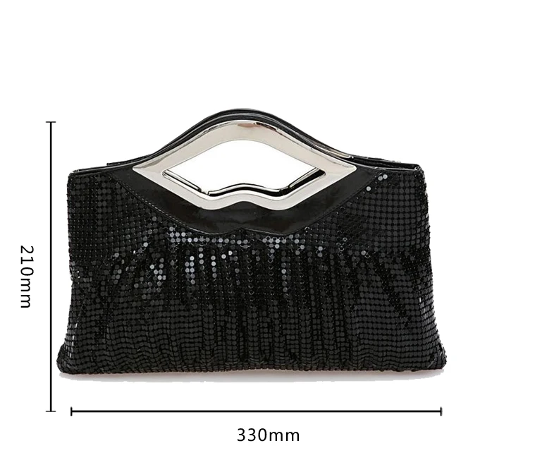 Luxy Moon Schwarze Clutch-Tasche mit Henkelgröße