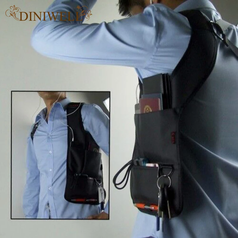 111 Travel Anti Theft Hidden Underarm Shoulder Storage Bag Phone Holster Black Nylon Inspector