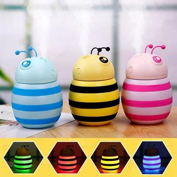 

Cute Little Bee Humidifier Colorful Night Light Air Humidifier 300ml Mini USB Desktop Diffuser