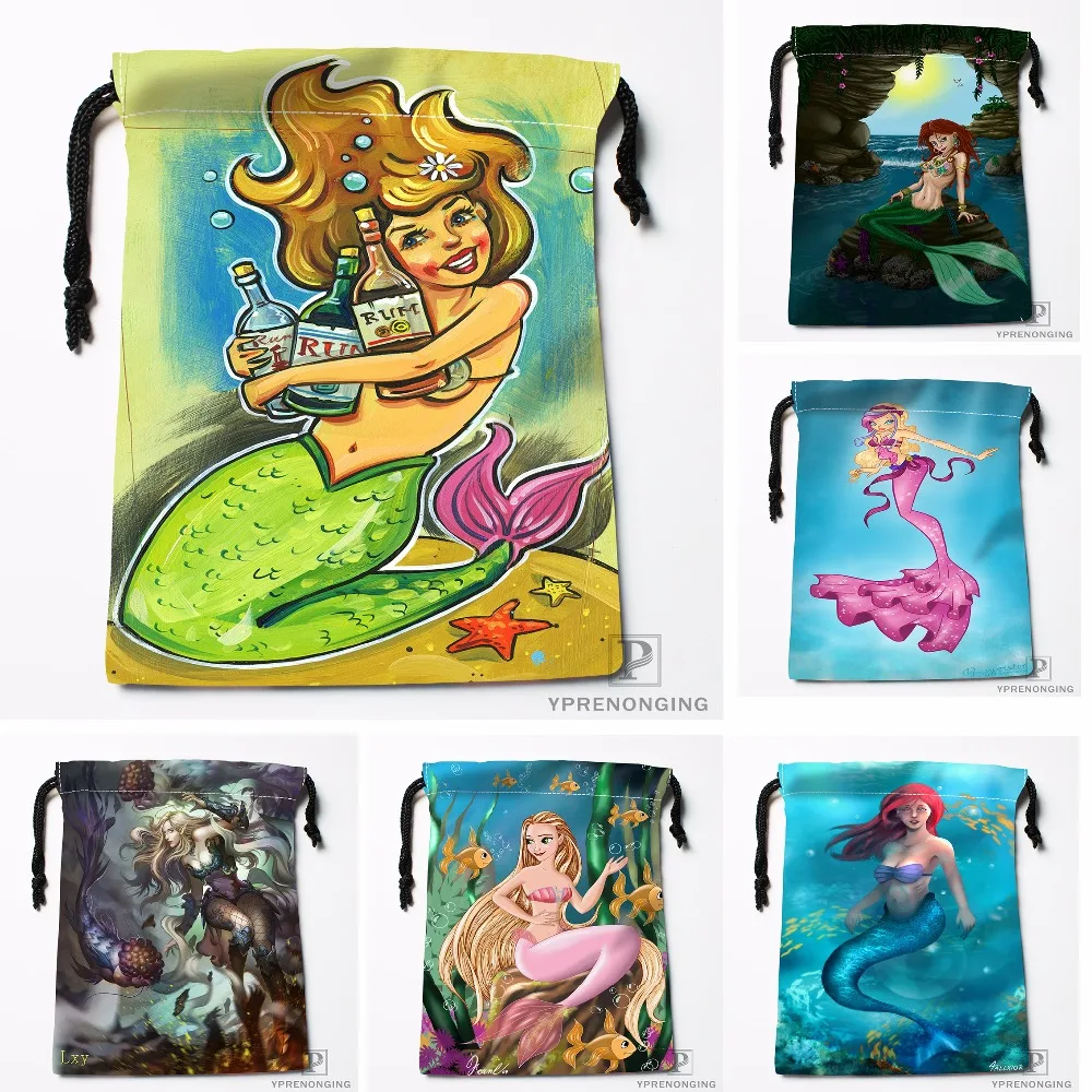Пользовательские Тиана Русалка На Fernl Drawstring Сумки Для Путешествий Хранения Мини Сумка Плавать Туризм Игрушки Сумка Размер 18x22 см#0412-04-237