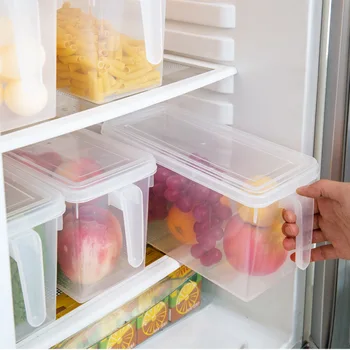 

Plastic Refrigerator Storage Box Square Storage Container With Handle Food Storage Box For Kitchen Refrigerator Utility Gadget