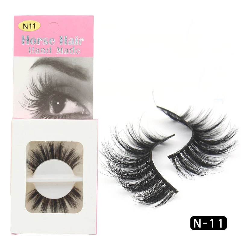 

1 Pair Handmade Real Horse Hair False Eyelashes Natural Realistic Eyelashes Cross Soft Comfortable Eyelashes Makeup Beauty Tool