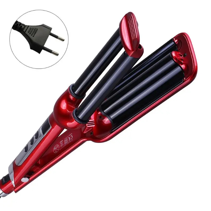 Pro Ceramic Triple Barrel Hair Wave Waver Curling Iron Curler EU Plug Styling Tools Hair Style