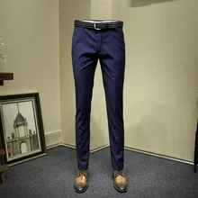 Брюки мужские темно-синий костюм Штаны деловые штаны для мужчин офисные брюки Тонкий платье брюки для мужчин мужские костюмы с платьем плюс 36