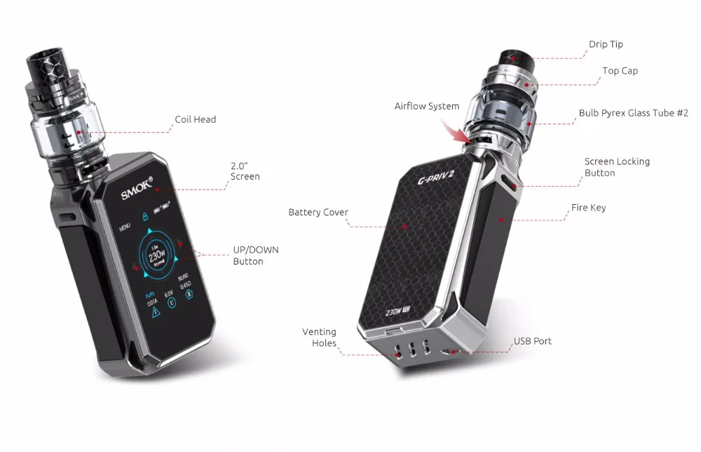 В наличии! SMOK G-PRIV 2 комплекта Luxe Edition 230 Вт G PRIV 2 коробки Mod TFV12 цена Танк 8 мл распылитель Smok Vape VS SMOK MAG Комплект X Priv