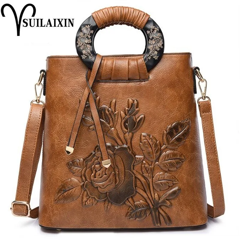 

Women Christmas Hobo Embroidery Bucket Bags Large Embossing Printing retro Designer Floral Handbag Luxury Tote Bag High quality