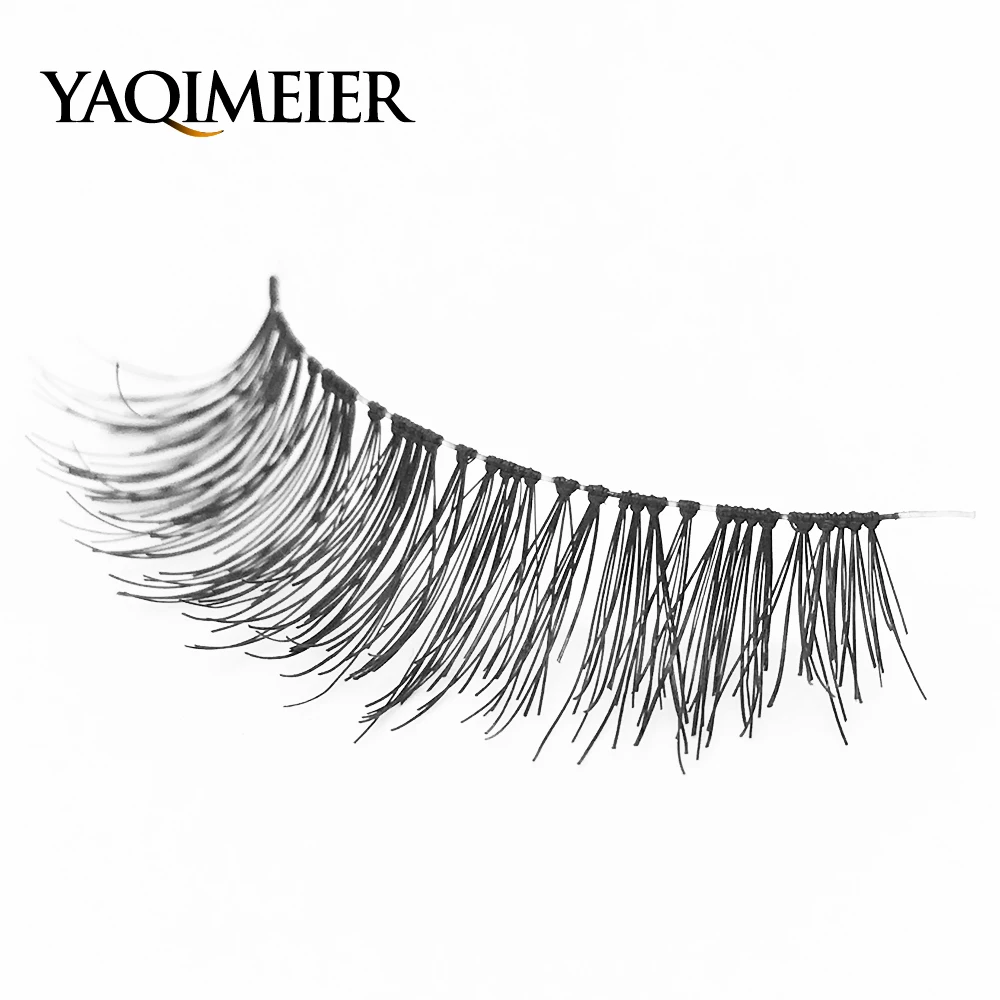 One Pair Real Human Hair Eyelashes Makeup Women Natural Black Long 3D