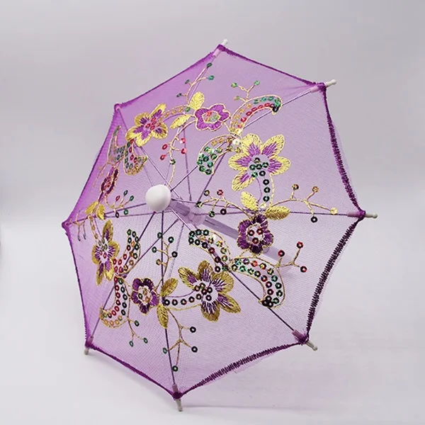 NEW Lace Umbrella Doll Accessories Handmade Doll's Embroidered Umbrella For 1/3 1/4 1/6 BJD Dolls Toy Accessories - Цвет: Фиолетовый