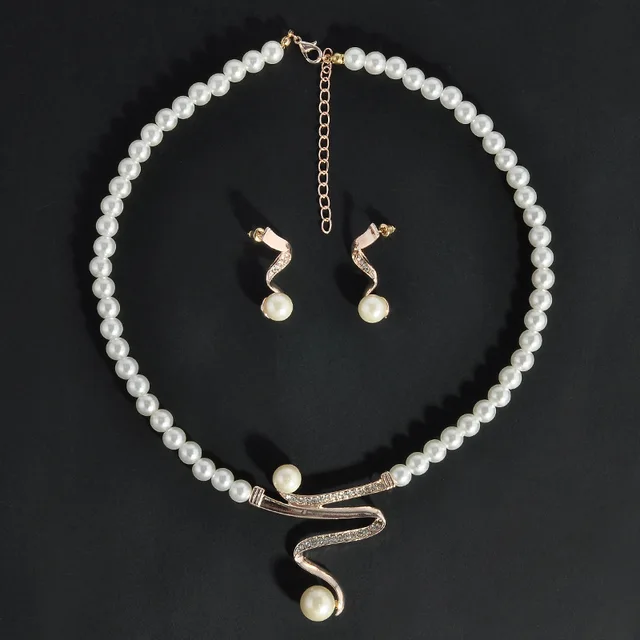 Hot Imitation Pearl Jewelry Sets Women Bridal Wedding Party Prom Hot Imitation Pearl Jewelry Sets Women Bridal Wedding Party Prom Rhinestone Necklace Earrings Set